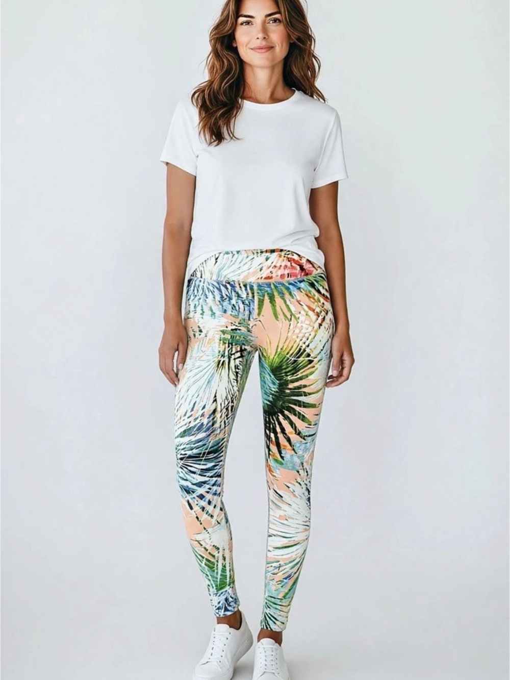 Fabletics Tropical Printed Power Hold 7/8 Athletic Leggings Size Small